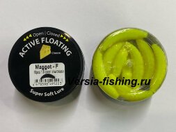 Силиконовая приманка Trout Zone Maggot Floating 1,6" Chartreuse сыр    