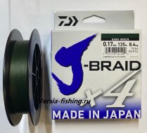 Шнур плетеный Daiwa J-Braid X4 135м 0,07мм/2,6кг dark green  